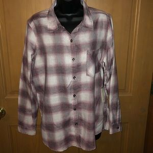 🦋Vanilla Star burgundy-gray flannel shirt